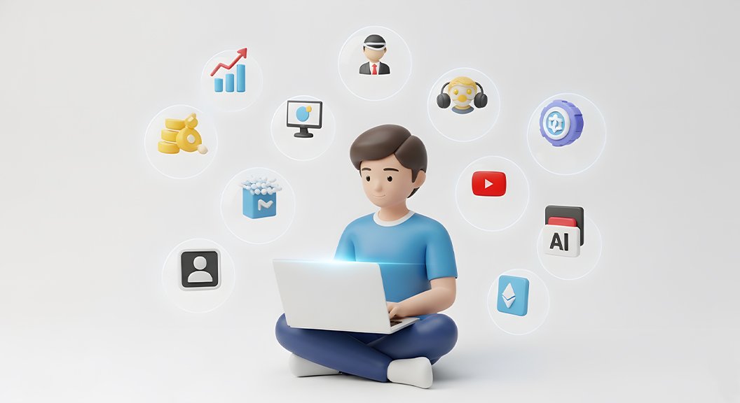 صورة شخص يعمل على اللابتوب لربح المال