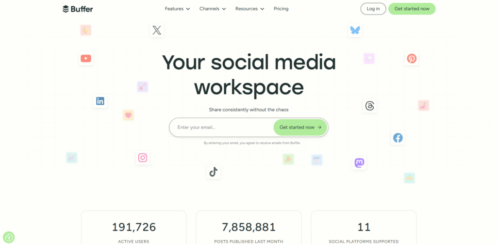 buffer-إدارة حسابات التواصل الاجتماعي
