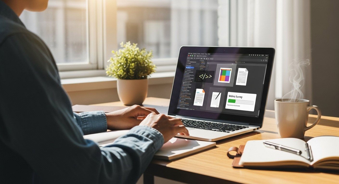 رجل يعمل على اللابتوب من المنزل