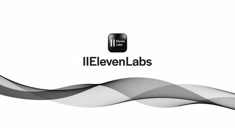 لوجو elevenlabs على خلفية بيضاء