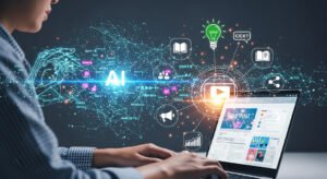 A visually dynamic image that seamlessly blends human creativity with advanced technology